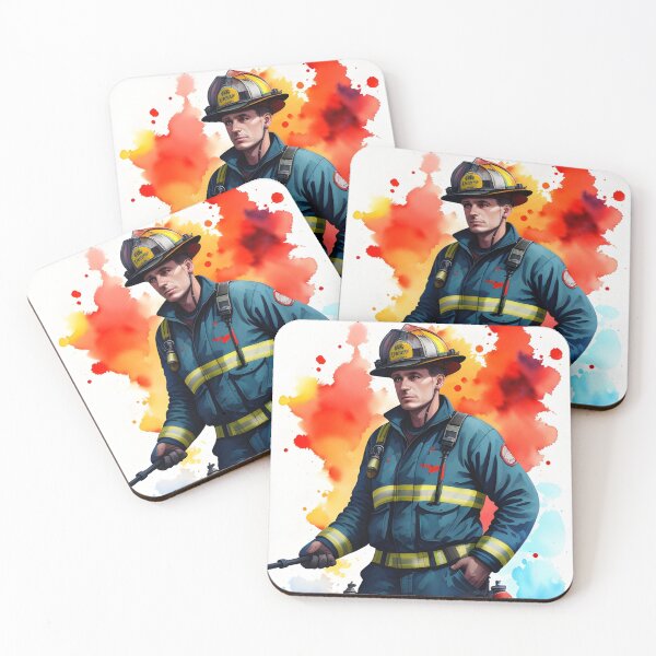 Item preview, Brave Hero Firefighter in Watercolor designed and sold by Erika V..