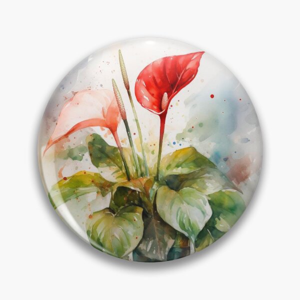 Item preview, Red anthurium in glass pot designed and sold by arte1009.