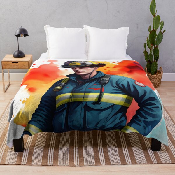 Item preview, Brave Hero Firefighter in Watercolor designed and sold by Erika V..