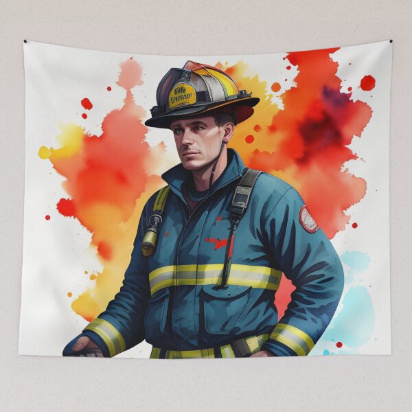 Item preview, Brave Hero Firefighter in Watercolor designed and sold by Erika V..