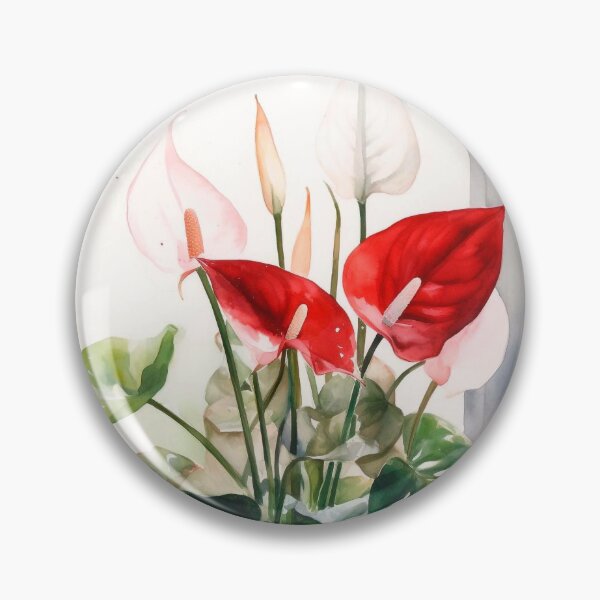 Item preview, Red and white anthuriums in cubic pot designed and sold by arte1009.