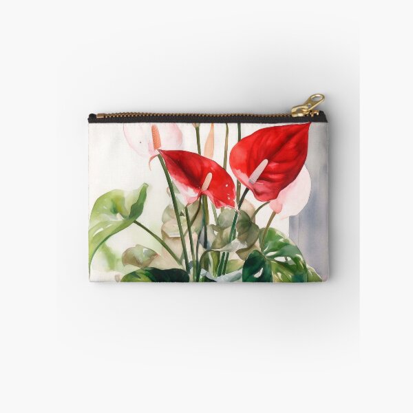 Item preview, Red and white anthuriums in cubic pot designed and sold by arte1009.