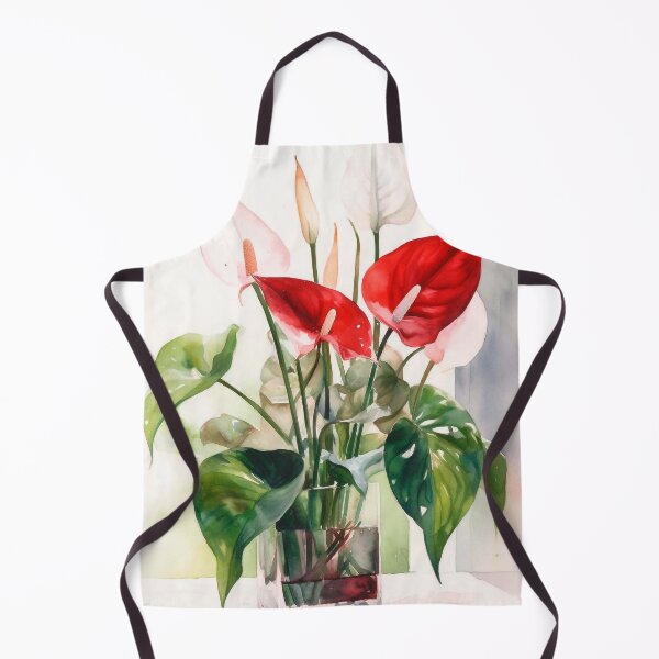 Item preview, Red and white anthuriums in cubic pot designed and sold by arte1009.