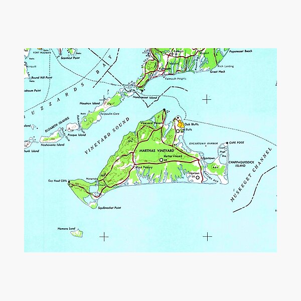 Item preview, Vintage Map of Marthas Vineyard (1963) designed and sold by BravuraMedia.