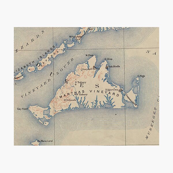 Item preview, Vintage Map of Marthas Vineyard (1915) designed and sold by BravuraMedia.