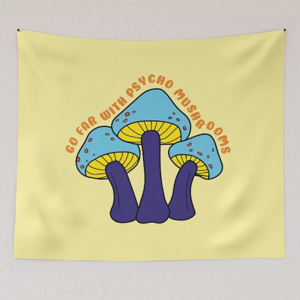 Item preview, Go far with psycho mushrooms in blue and purple- Mushrooms puns designed and sold by TZombieshop.