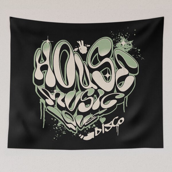 Item preview, HOUSE MUSIC  - Graffiti Love Heart (green)  designed and sold by Discothreadz.