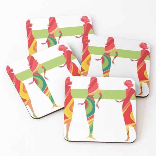Item preview, Silhouettes of fashionable women in rainbow dresses  designed and sold by MTShoppingLine.