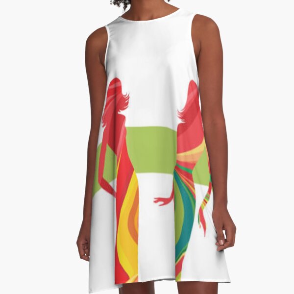 Item preview, Silhouettes of fashionable women in rainbow dresses  designed and sold by MTShoppingLine.