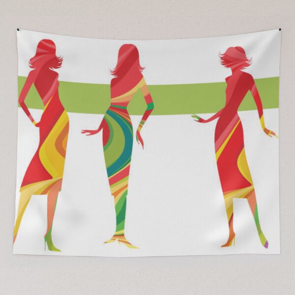 Item preview, Silhouettes of fashionable women in rainbow dresses  designed and sold by MTShoppingLine.