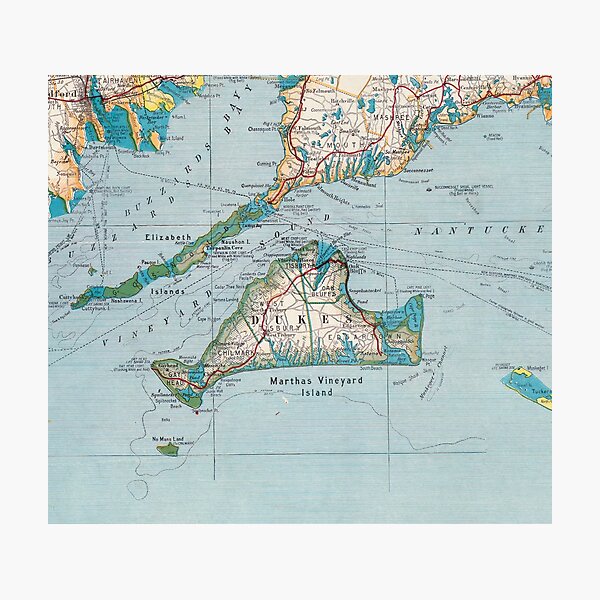Item preview, Vintage Map of Marthas Vineyard (1918) designed and sold by BravuraMedia.