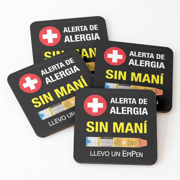 Item preview, Spanish: Alerta de alergia / sin maní / llevo un EPIPEN / “Allergy Alert, No Peanuts  / I carry an EpiPen“. designed and sold by WhiteShirtGuy.