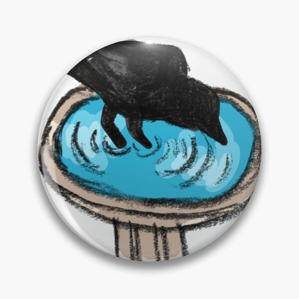 Item preview, raven crow in bird bath designed and sold by Possum-Paragons.
