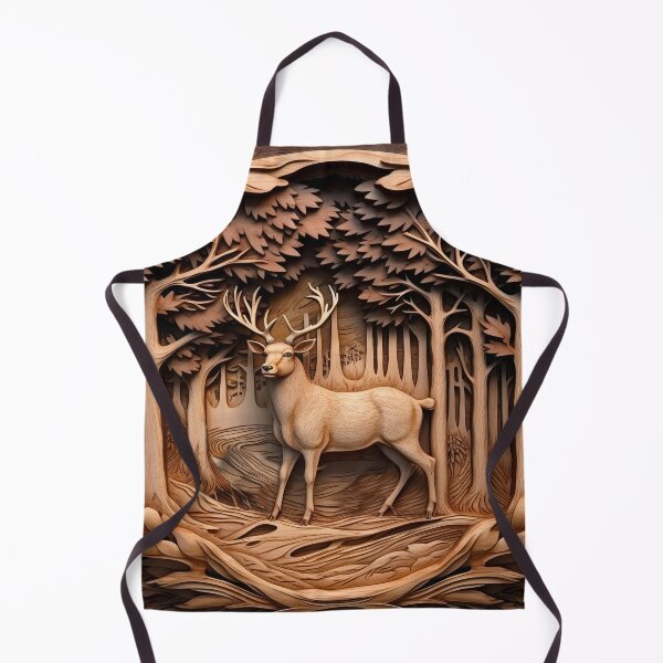 Item preview, Wood carved deer in forest designed and sold by Inktown.