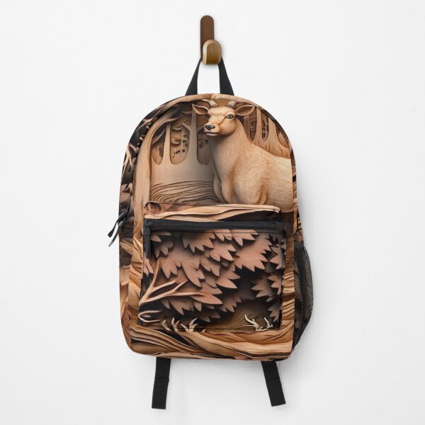 Item preview, Wood carved deer in forest designed and sold by Inktown.