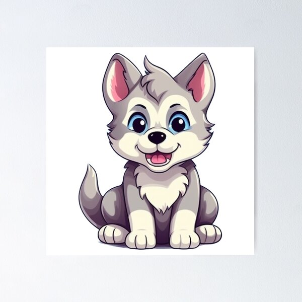 cute husky puppy cartoon