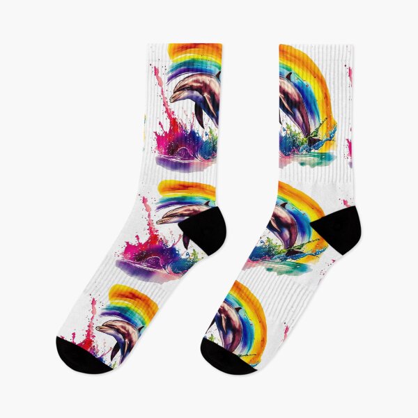 Item preview, Watercolor Rainbow Dolphin designed and sold by OutOfTheBoxArt1.