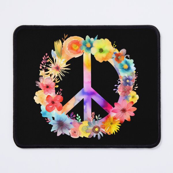 Item preview, Peace Sign World Love Flowers Hippie Groovy Vibes Art Floral designed and sold by farhanhafeez.