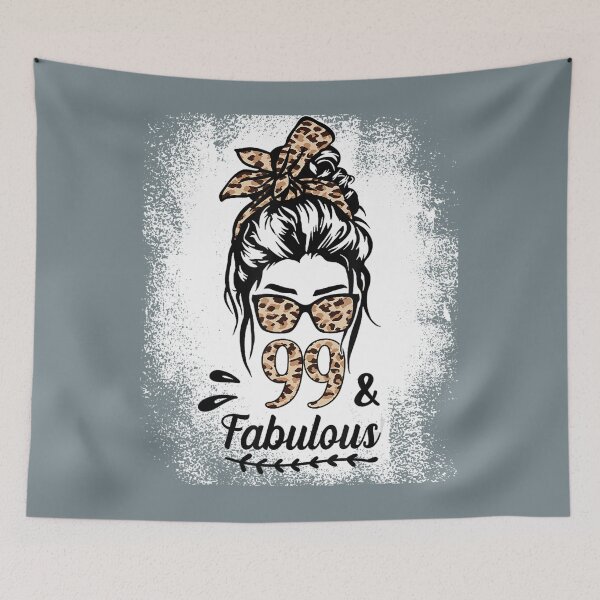 Item preview, 99 Years Old Fabulous Birthday Messy Bun Leopard 	 	 	 	 designed and sold by thkeawgu56.