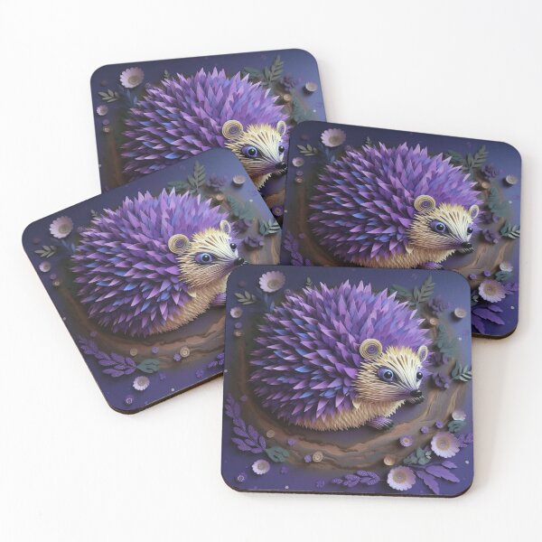 Artikelvorschau, Hedgehog with flowers and leaves. Illustration of a cute hedgehog. entworfen und verkauft von aiphotosart.