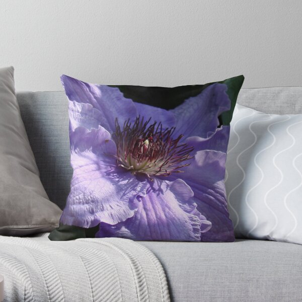 Purple Dreamer - Clematis Throw Pillow