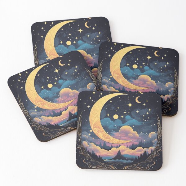 Item preview, Celestial Dreamscape: Stars, Moon & Cloud Symphony designed and sold by aesthetikayl.