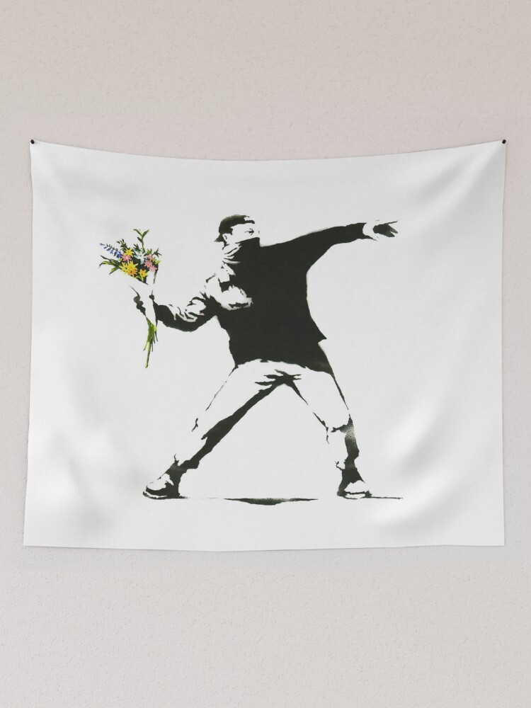 Thumbnail 2 of 3, Tapestry, Banksy, Flowers designed and sold by Alma-Studio.