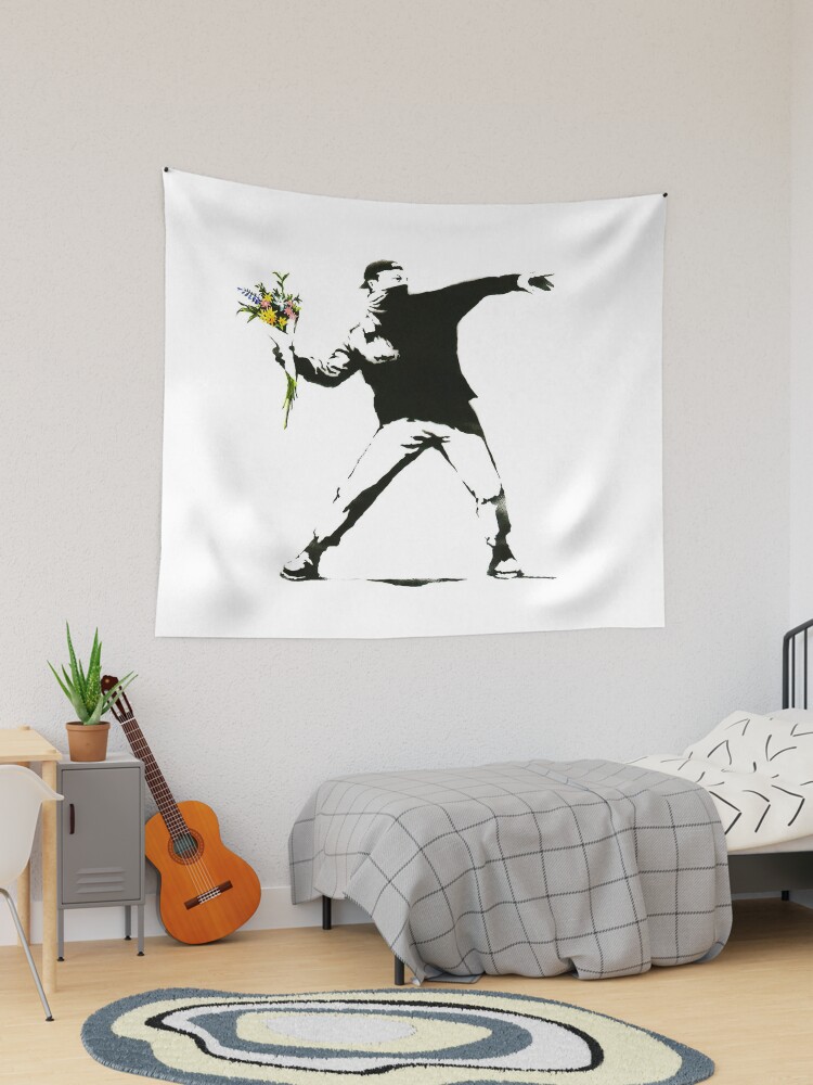 Thumbnail 1 of 3, Tapestry, Banksy, Flowers designed and sold by Alma-Studio.