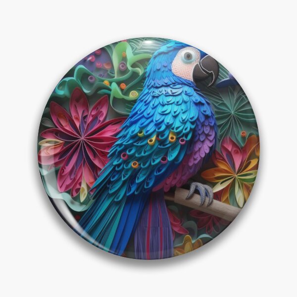 Item preview, Colorful macaw parrot with tropical leaves on purple background. designed and sold by aiphotosart.