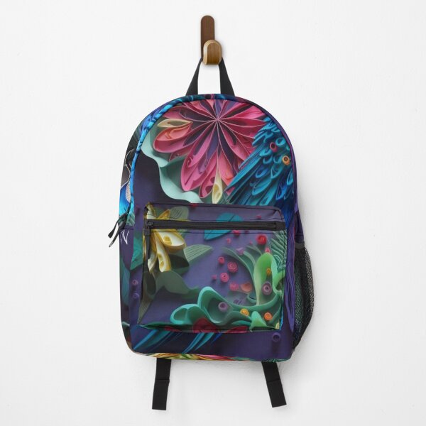 Item preview, Colorful macaw parrot with tropical leaves on purple background. designed and sold by aiphotosart.