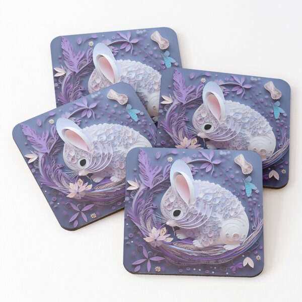 Item preview, Hare in the nest made of flowers and butterflies, 3d illustration designed and sold by aiphotosart.