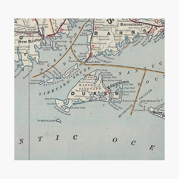 Item preview, Vintage Map of Marthas Vineyard (1901) designed and sold by BravuraMedia.