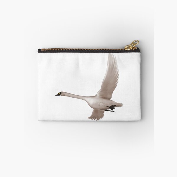 Item preview, White mallard with black legs and long neck flying designed and sold by AnnHagenes39.
