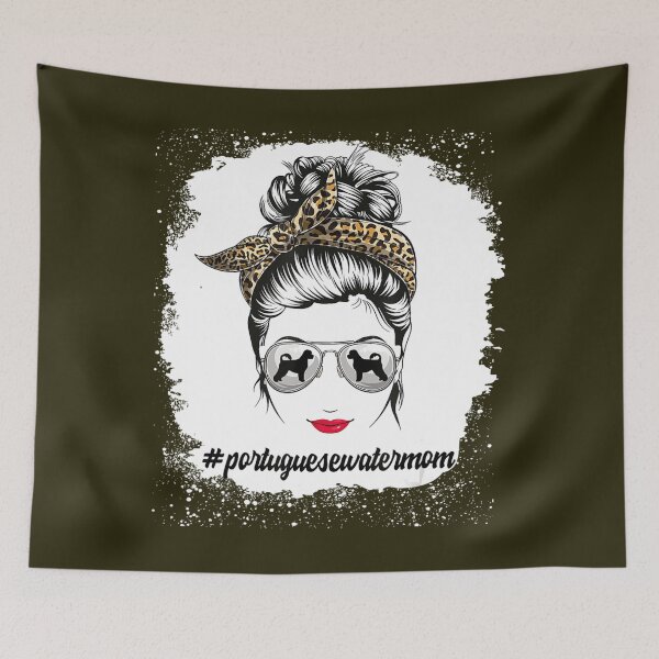 Item preview, Portuguese Water Dog Mom Bleached Messy Bun Leopard 	 	 	 designed and sold by yrdtlzswciy11.