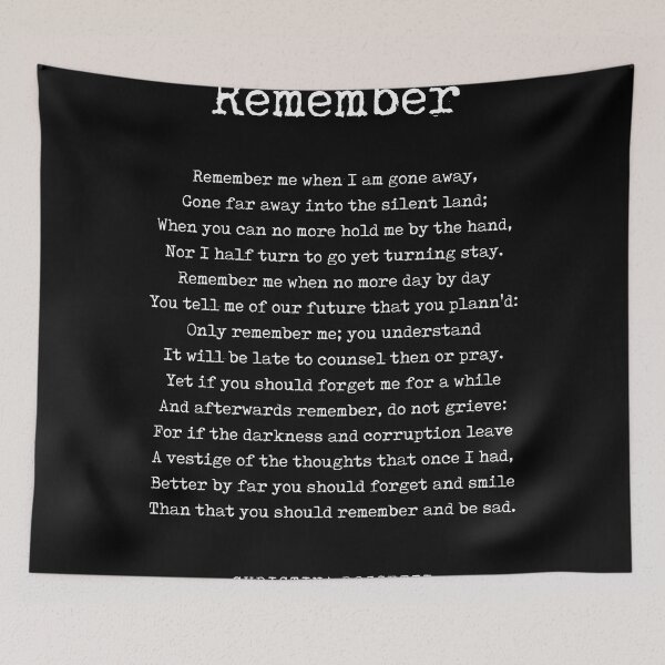 Item preview, Remember - Christina Rossetti Poem - Literature - Typewriter Print 1 - Black designed and sold by Studio Grafiikka.