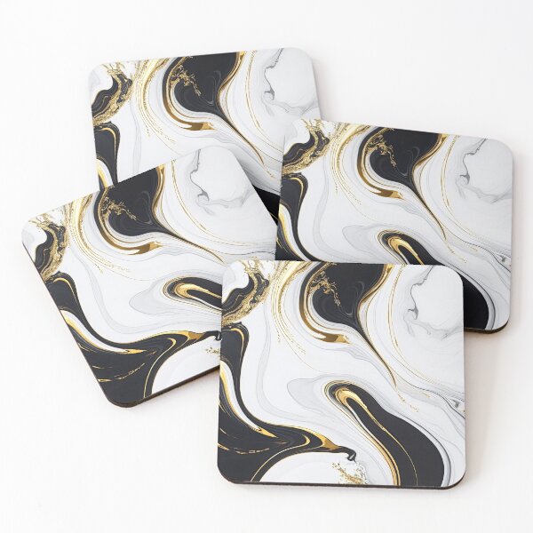 Item preview, white and black with plated gold marble designed and sold by fleurdesignart.