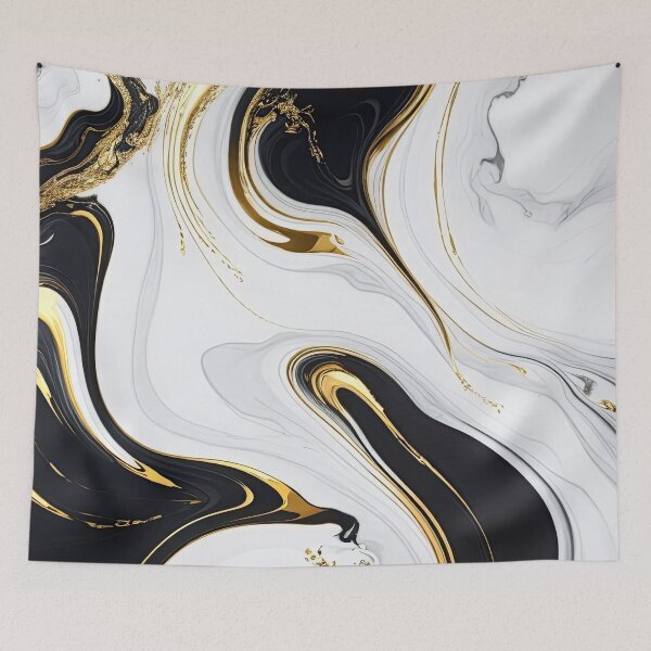 Item preview, white and black with plated gold marble designed and sold by fleurdesignart.