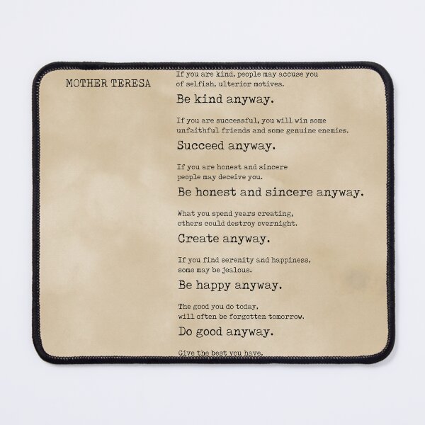 Item preview, Do It Anyway - Mother Teresa Poem - Literature - Typewriter Print 1 - Vintage designed and sold by Studio Grafiikka.