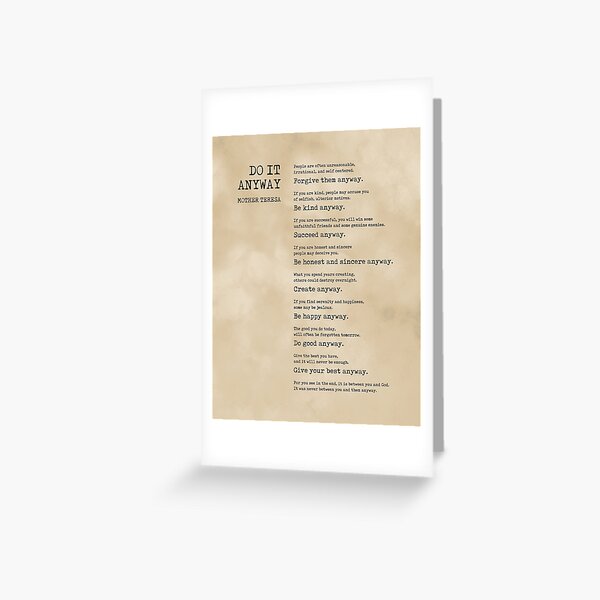 Item preview, Do It Anyway - Mother Teresa Poem - Literature - Typewriter Print 1 - Vintage designed and sold by Studio Grafiikka.