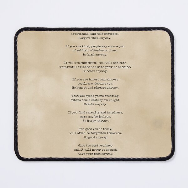 Item preview, Do It Anyway - Mother Teresa Poem - Literature - Typewriter Print 2 - Vintage designed and sold by Studio Grafiikka.