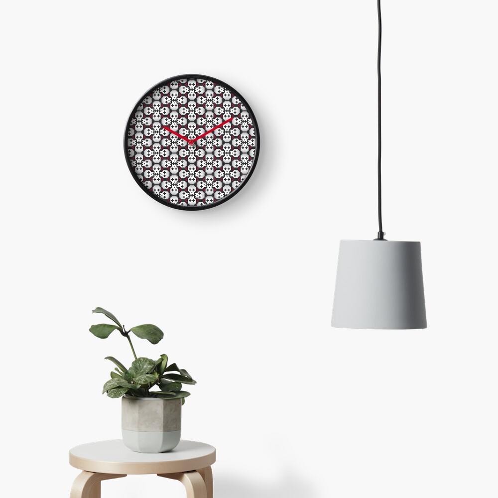 Pixelated skulls pattern Clock