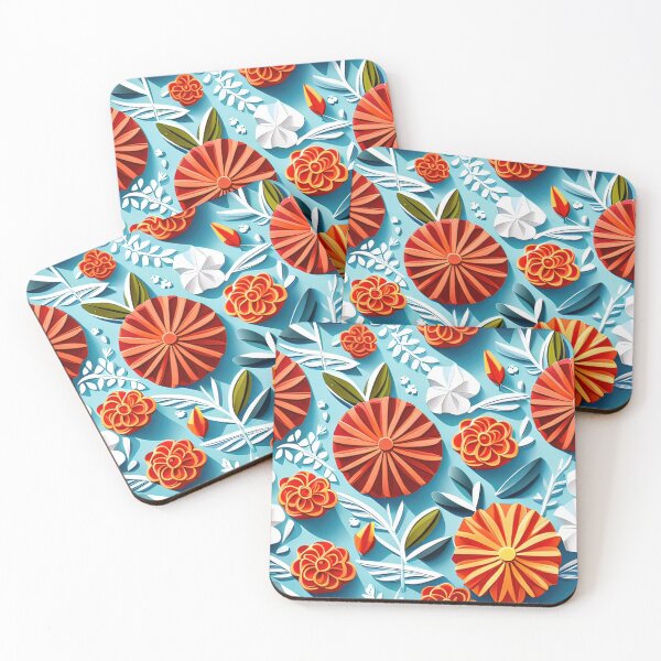 Item preview, Passion: Trending 3D Kirigami Flower Sculptures Seamless Vector Flowers Pattern - Premium Design designed and sold by Jisoo Flowers.