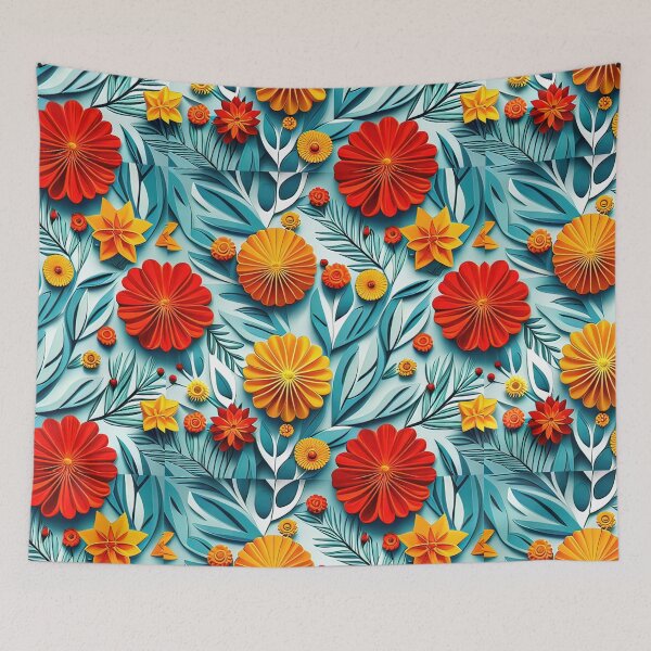 Item preview, Artful Botanical Creations: Elevate Your Space with 3D Kirigami Seamless Vector Flowers Pattern - Premium Design designed and sold by Jisoo Flowers.