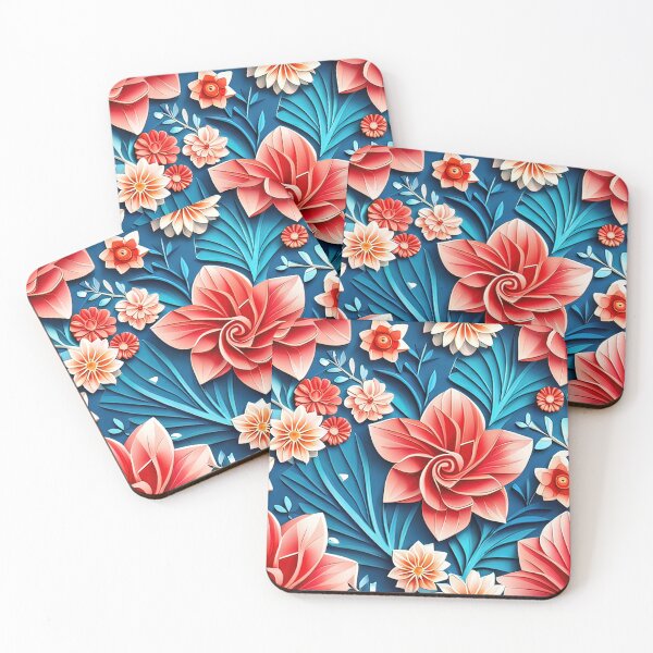 Item preview, Floral Décor: Explore the World of 3D Kirigami Art Seamless Vector Flowers Pattern - Premium Design designed and sold by Jisoo Flowers.