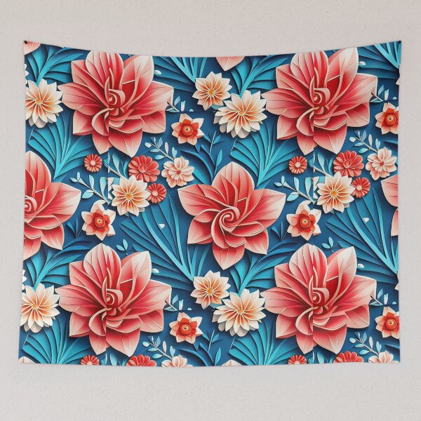 Item preview, Floral Décor: Explore the World of 3D Kirigami Art Seamless Vector Flowers Pattern - Premium Design designed and sold by Jisoo Flowers.