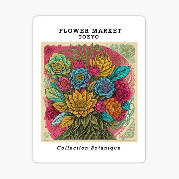 Item preview, Explore the Vintage Charm of Retro Flower Market Tokyo designed and sold by Tamas Das.