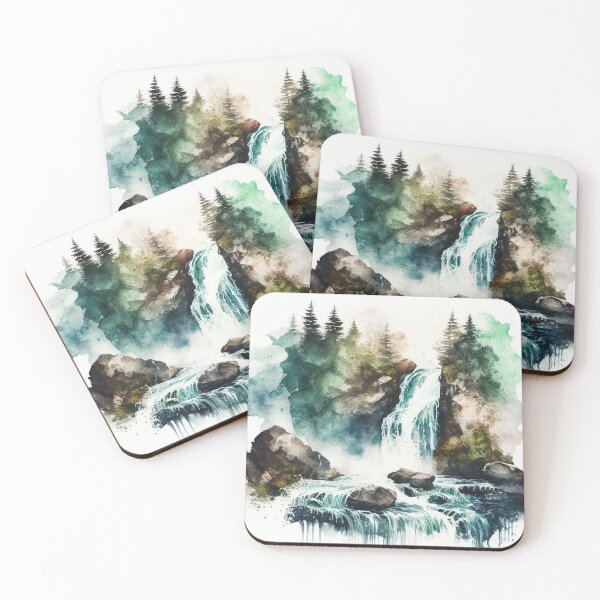 Item preview, Watercolor Forest Waterfall designed and sold by TheArtMage.
