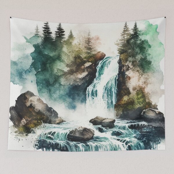 Item preview, Watercolor Forest Waterfall designed and sold by TheArtMage.