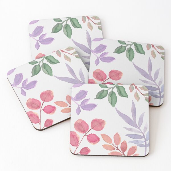 Item preview, Pink and Purple Watercolor Leaves Square Pillow designed and sold by azystyle.