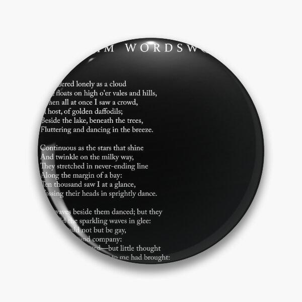 Item preview, I Wandered Lonely as a Cloud - William Wordsworth Poem - Literature - Typography Print 2 - Black designed and sold by Studio Grafiikka.